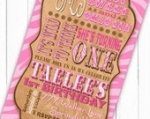 Zebra Stripe First Birthday Party Invitation - Zebra Party Subway Art Collection - Gwynn Wasson Designs PRINTABLES