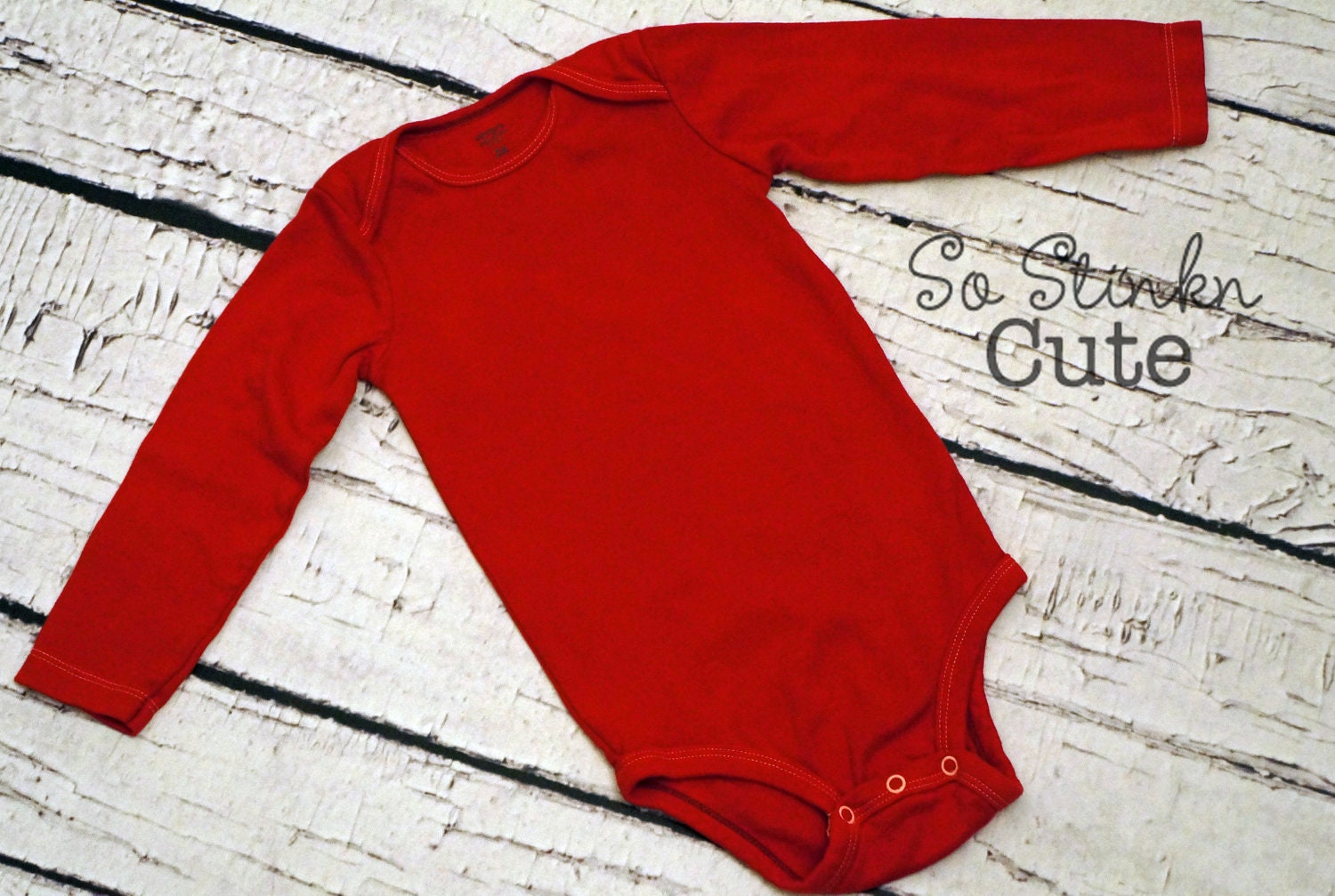 Blank Solid Cotton Long Sleeved Onesie Custom Cherry Red