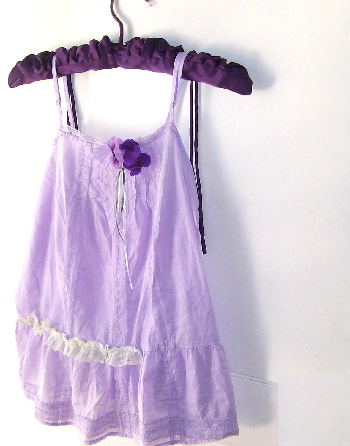 Romantic Prairie Country Girl Wear. Shabby Bohemian. Lavendar. Peasant top. Camisole.Pansies and Violets