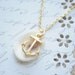 Anchor's Away-- Matte gold anchor and shell necklace