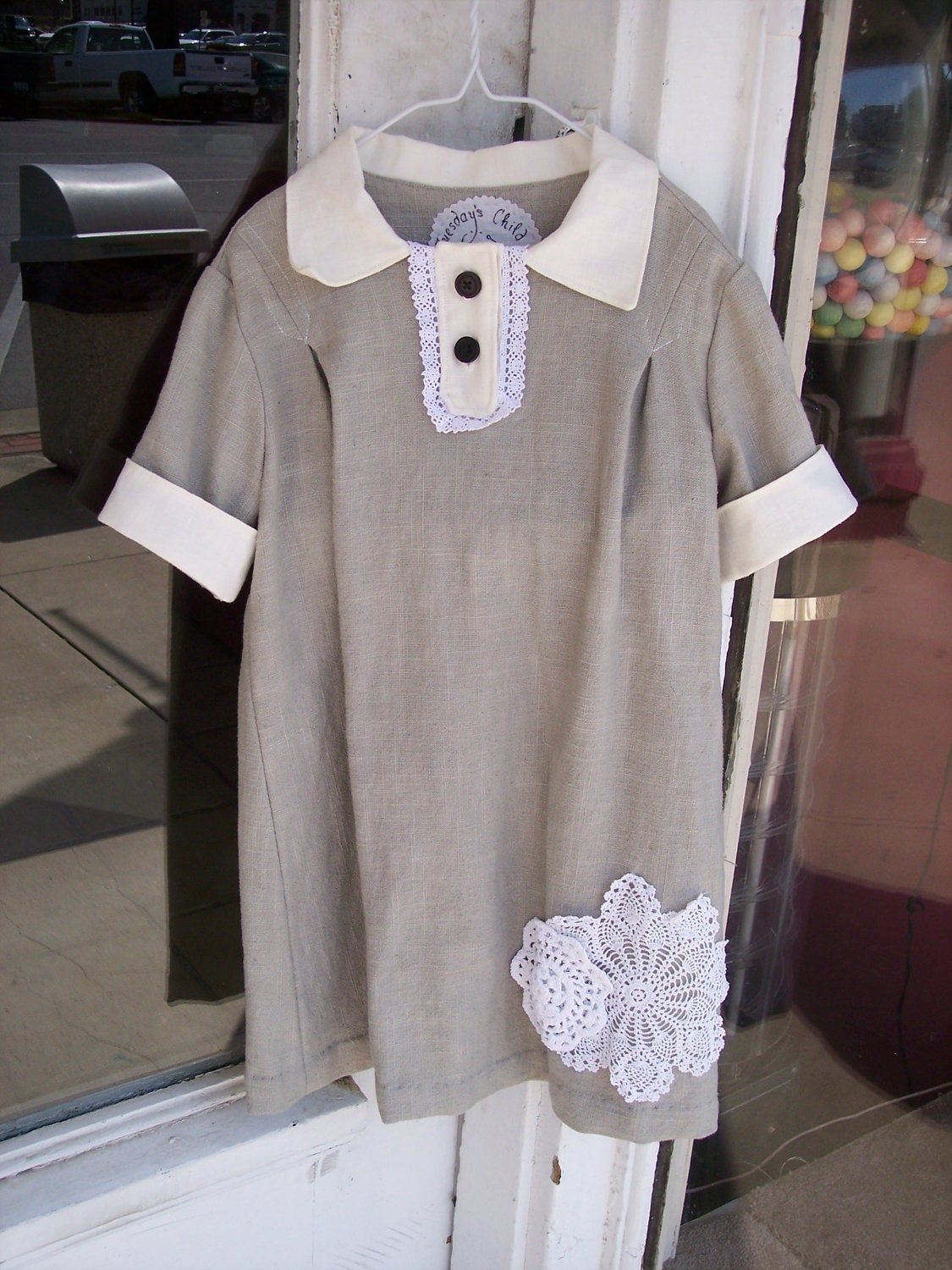 Schoolgirl Soft Gray Linen Shirtdress