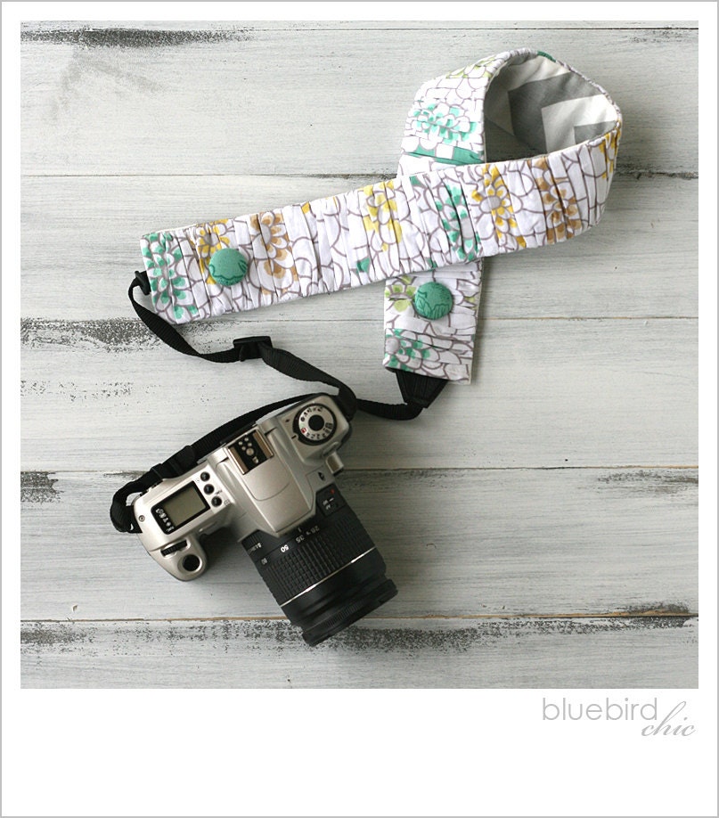 ruched camera strap cover - aquamarine dream