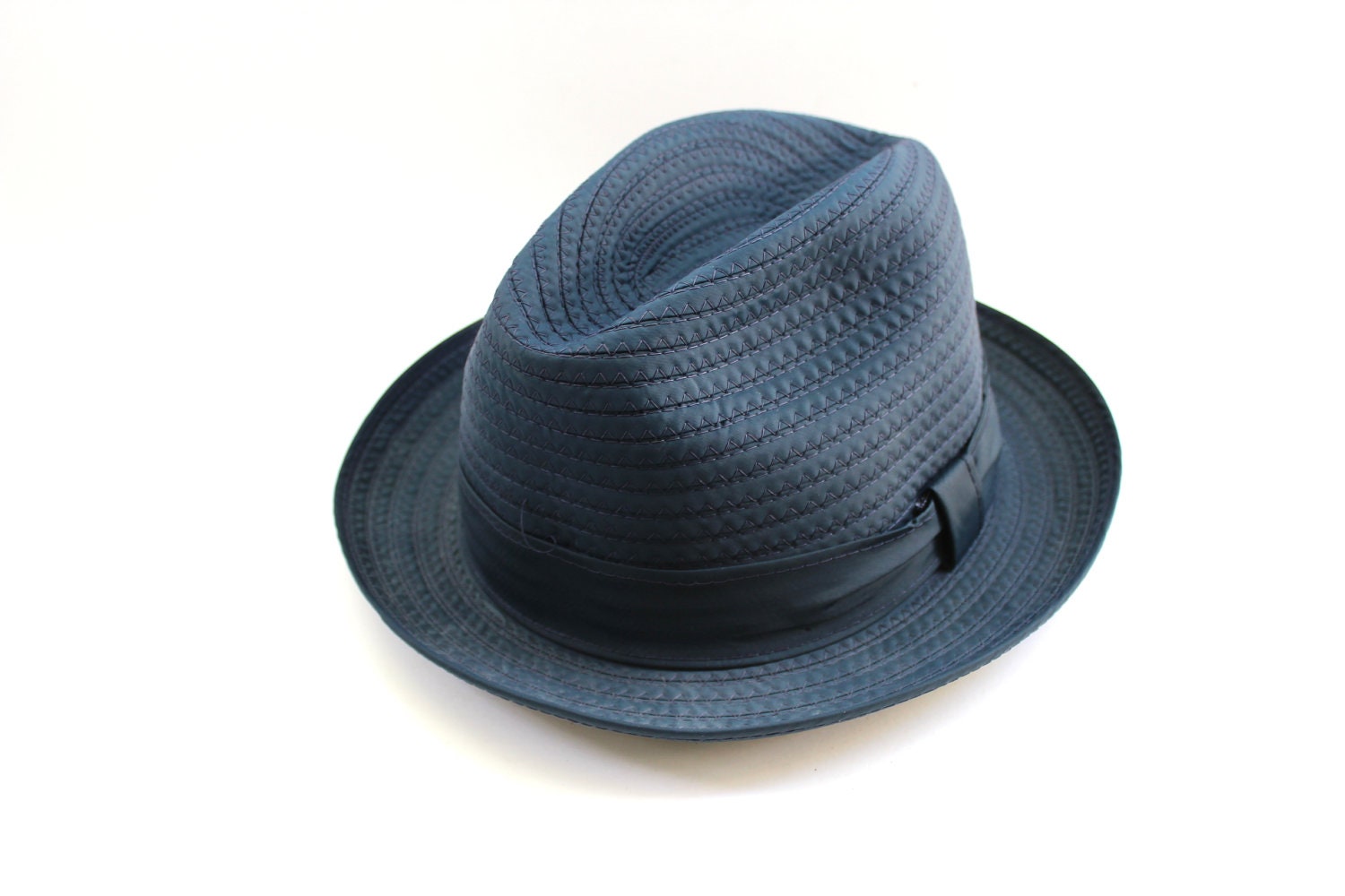 Items similar to VTG Mens Imported Straw Navy Blue Fedora on Etsy