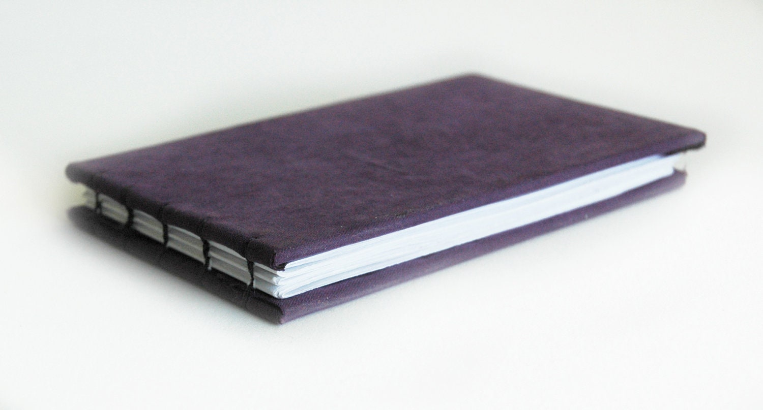 Deep Purple Velvet Coptic Miniature Hardback Sketchbook Diary Journal Notebook