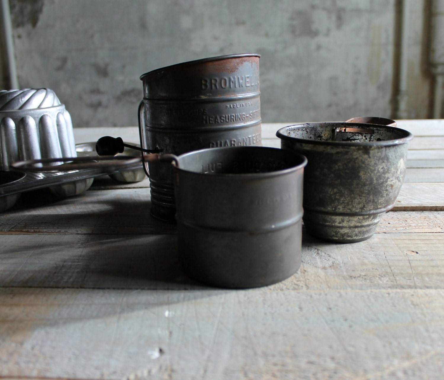 3 Vintage Flour Sifters / Planters