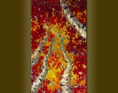 Original Tree Art Seasons Textured Palette Knife Landscape Painting Oil on Canvas Contemporary Abstract  Modern Art 18X36 by Willson