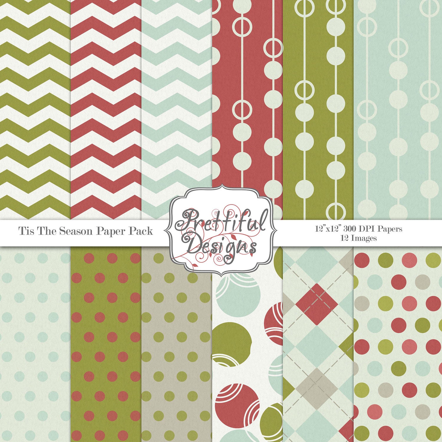 50% Off Sale Digital Paper Pack for Scrapbooking, Card Making, Invitations -Tis The Season (117) Il_570xn