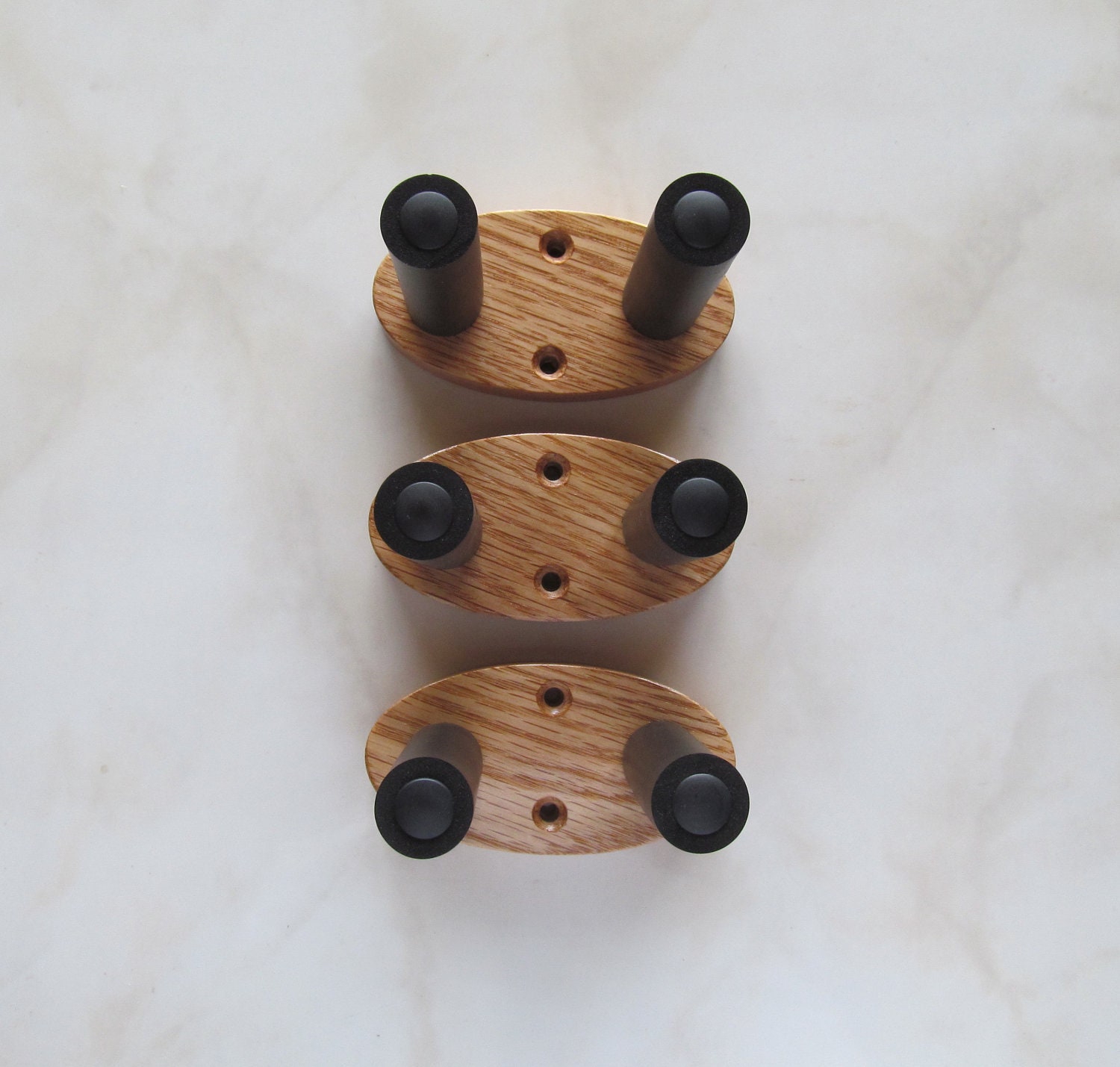 Red oak ukulele wall mount hangers, 3 pack, gloss finish