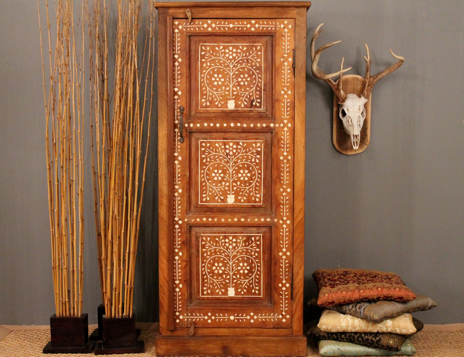 Antique Bone Inlay Cabinet