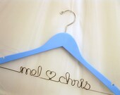 Something Blue Custom Wedding Hanger - Name Heart Name - Suspended Moments