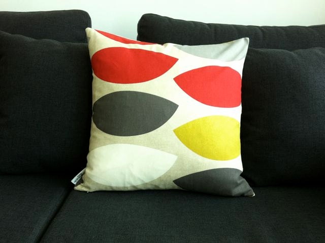 Geometric retro red, white, grey and green cushion Cover, contemporary designer fabric slip cover, throw pillow
