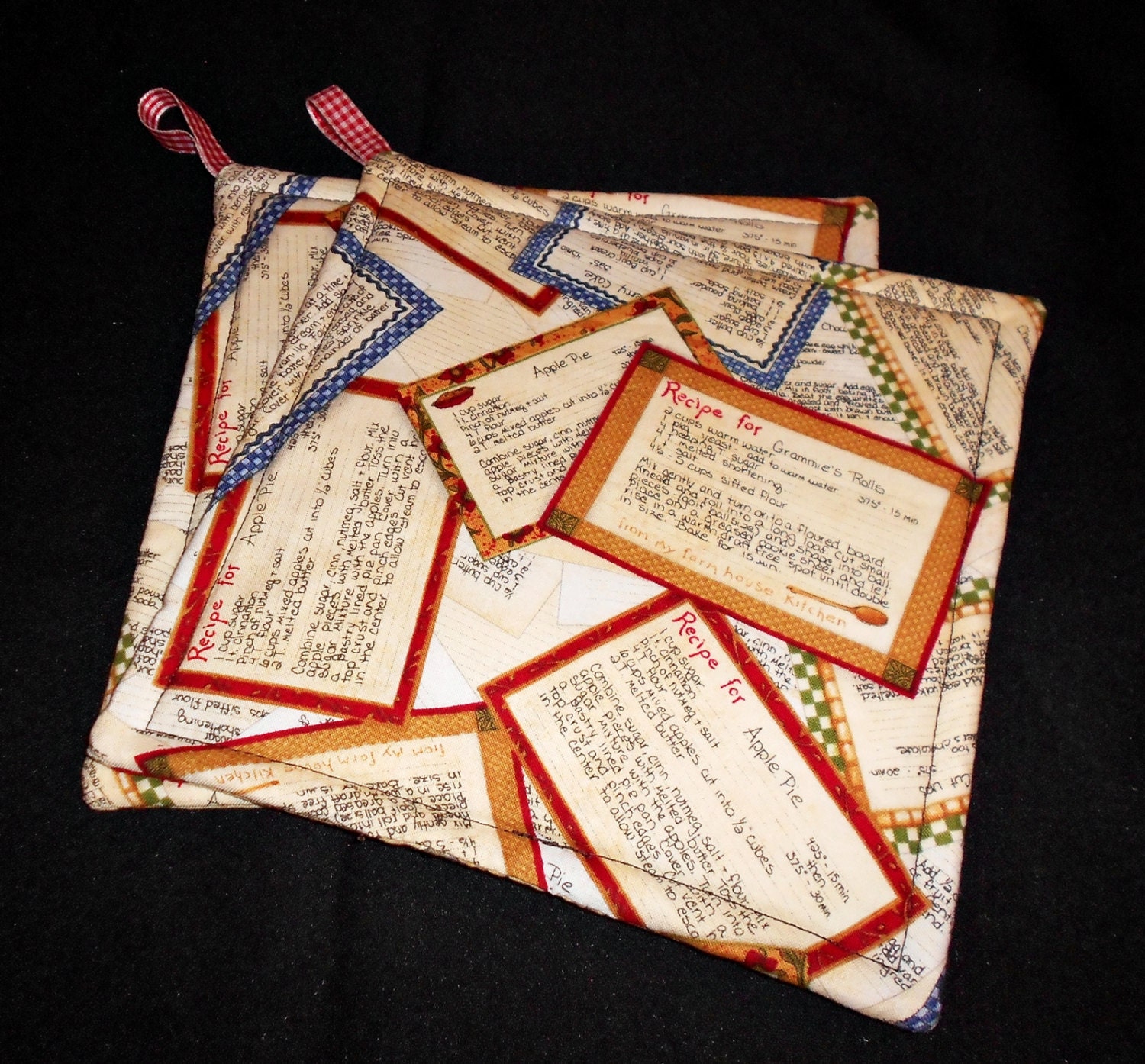 Kitchen Recipe Pot Holders (Set of 2)