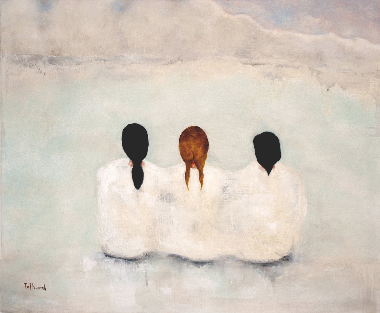 Art print. Three ladies portrait. figurative art print of original painting "Tundra"