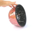 Red black fruit bowl mosaic inside and outside with pieces of mirror salmon pink - SirliMosaic