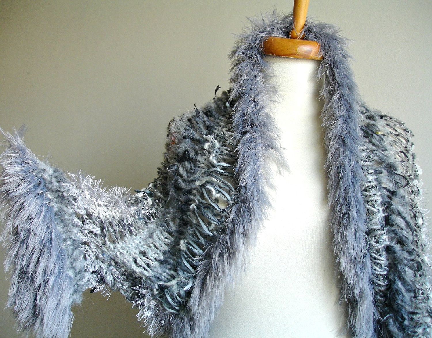 Grey  Shrug, Free Form Knitting, New Season, Christmas gift   Winter Fashion,  Ready To Ship, Gift for Her