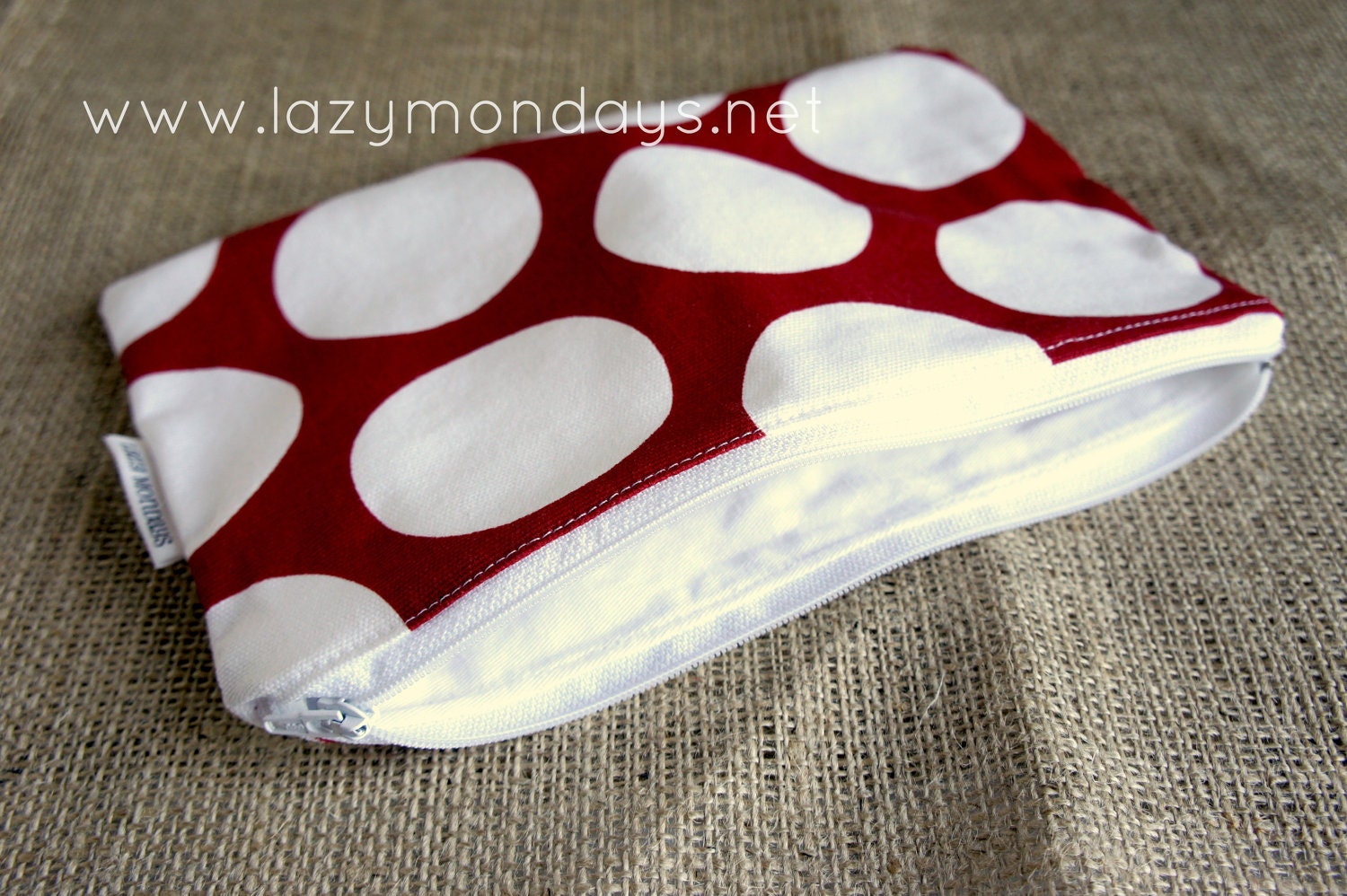 Red Polka Dot Large Zip Pouch Clutch
