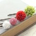 Flower Bobby Pins, Bright Chartreuse, Green Flower, Vintage Mosaic Cabochon, Floral Hair Accessories, Cranberry Red Dahlia, White Rose
