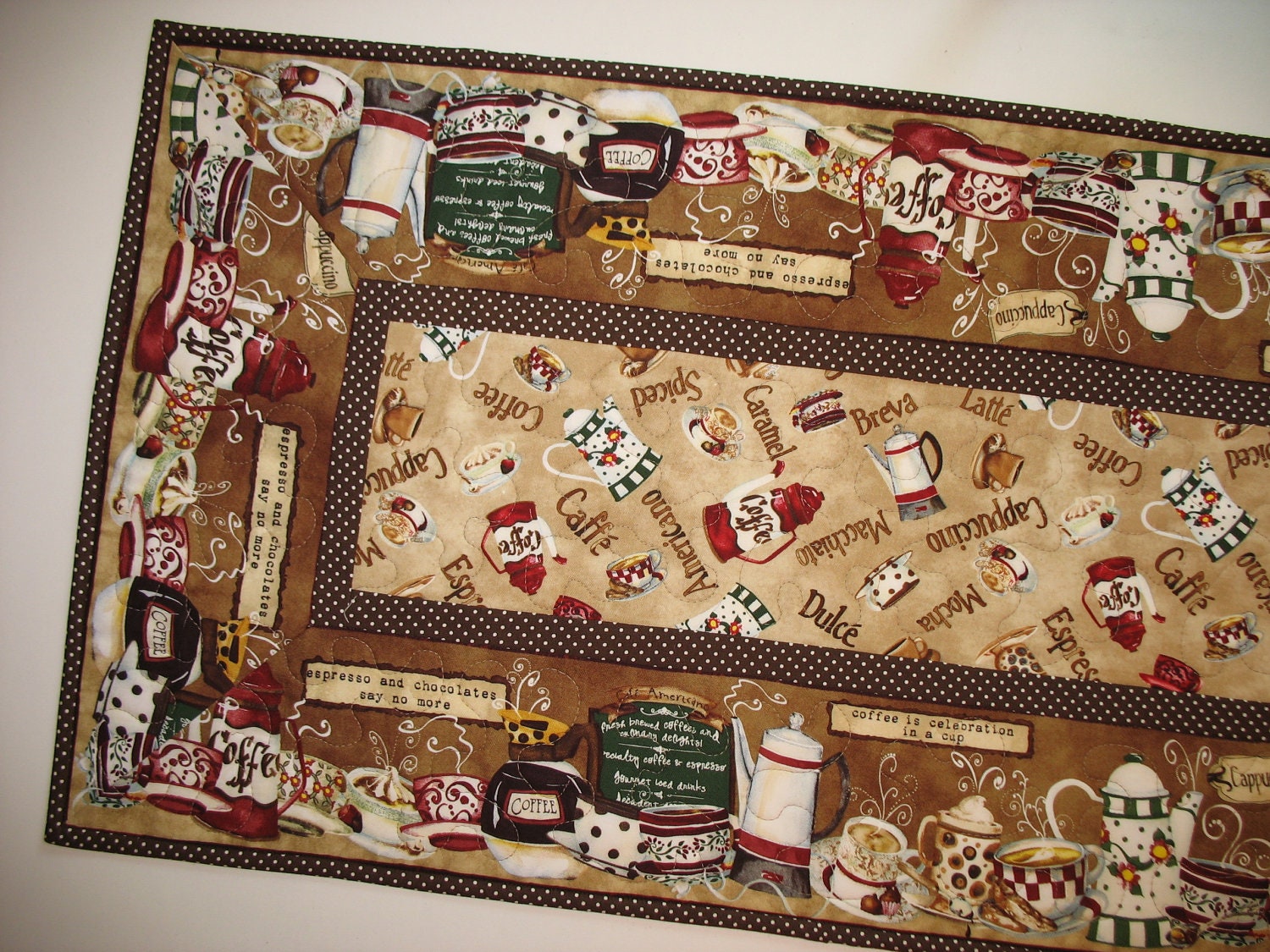 CoffeeTable Runner Quilted fabric from Wilmington Prints Cafe Americano Line