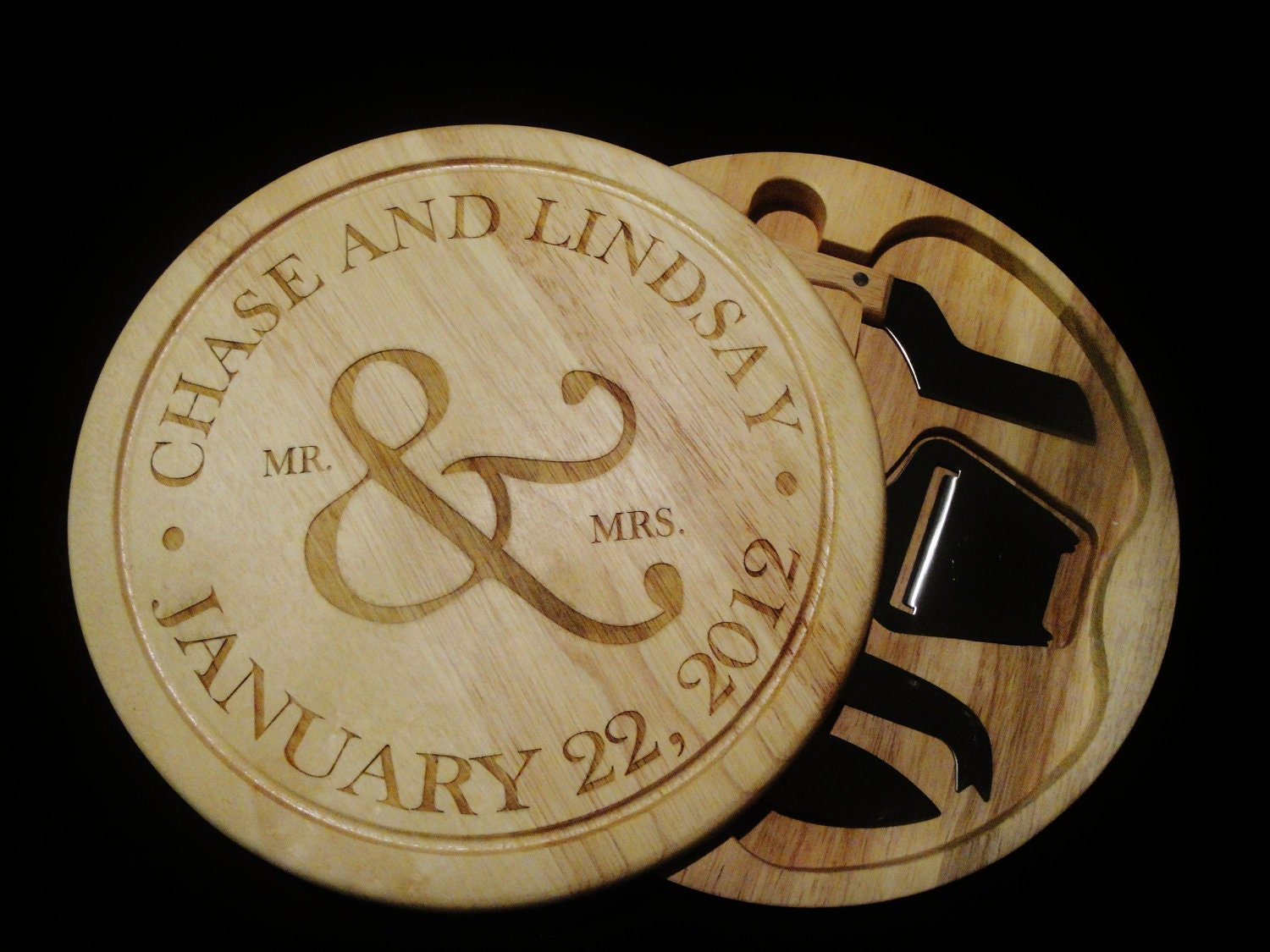 5 piece Personalized Cutting Board/Cheesetray - Custom Engraved  - Monogrammed -  Wedding Gift, Anniversary Gift - Housewarming