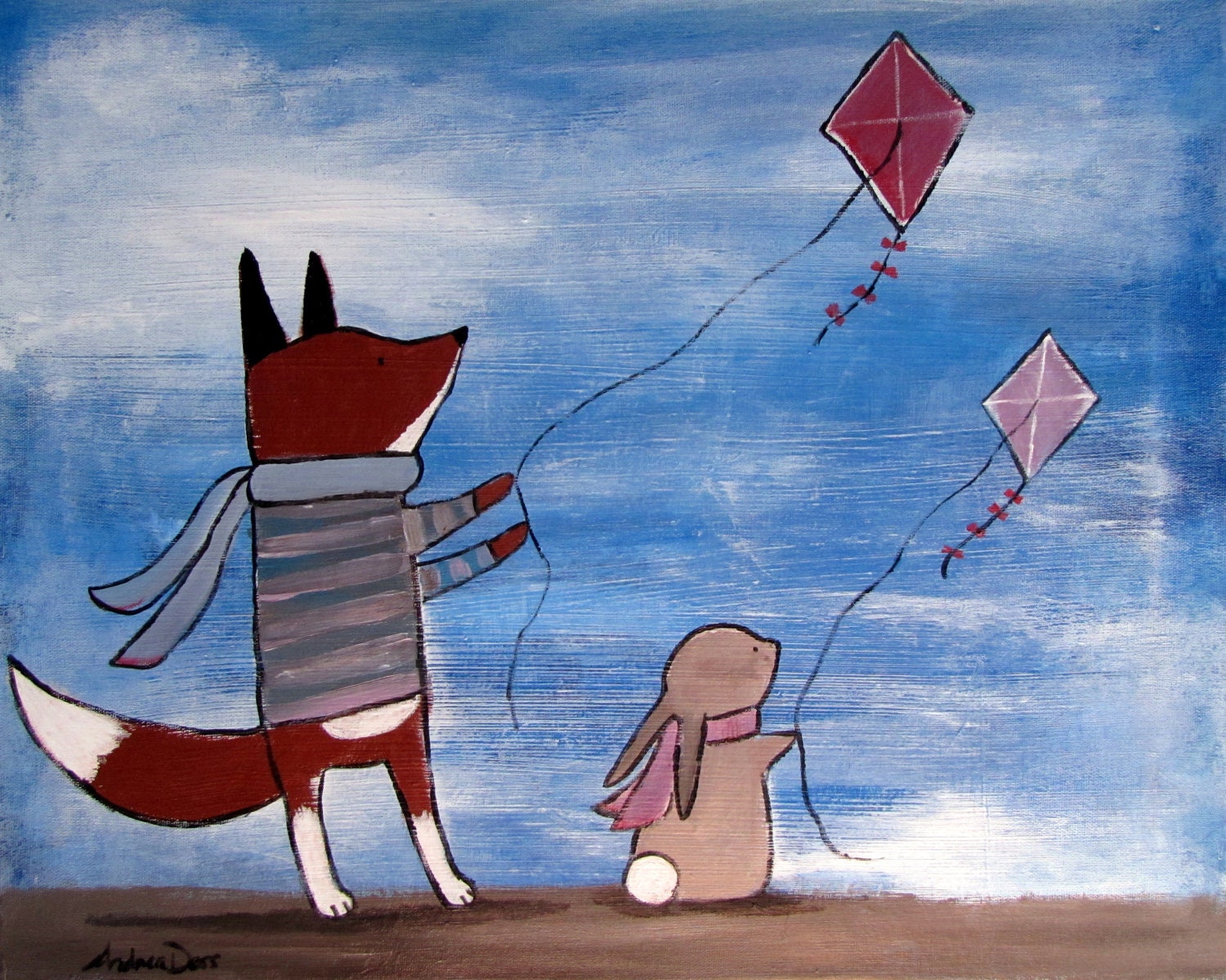 Kids Wall Art, Woodland Nursery Decor, Whimsical Storybook Original Acrylic Art for Children