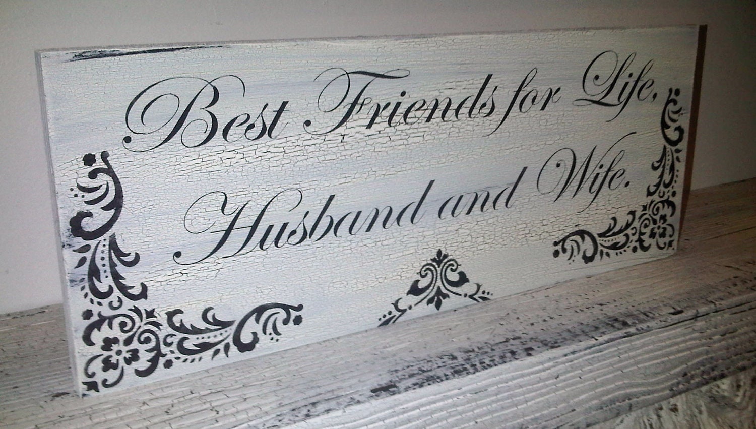 Wedding Signs "Best Friends for Life Husband and Wife" Elegant black tie vintage style - this one READY TO SHIP
