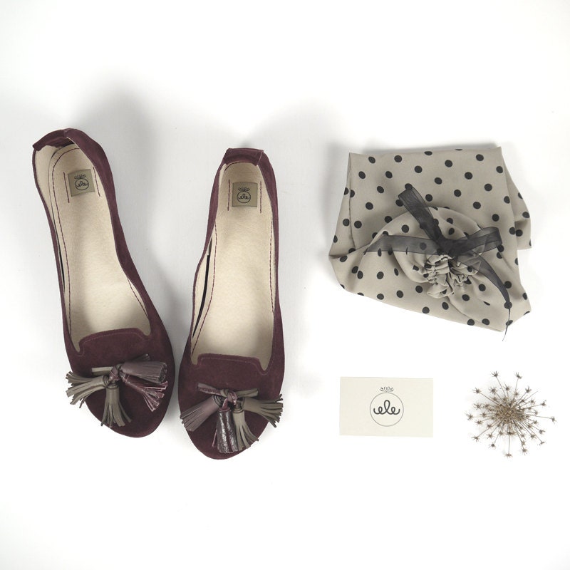The Loafers Shoes in Burgundy Suede - Handmade Leather Shoes