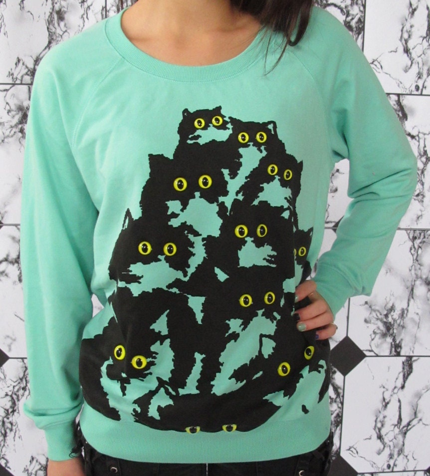 Mint Crazy Kitty Sweatshirt