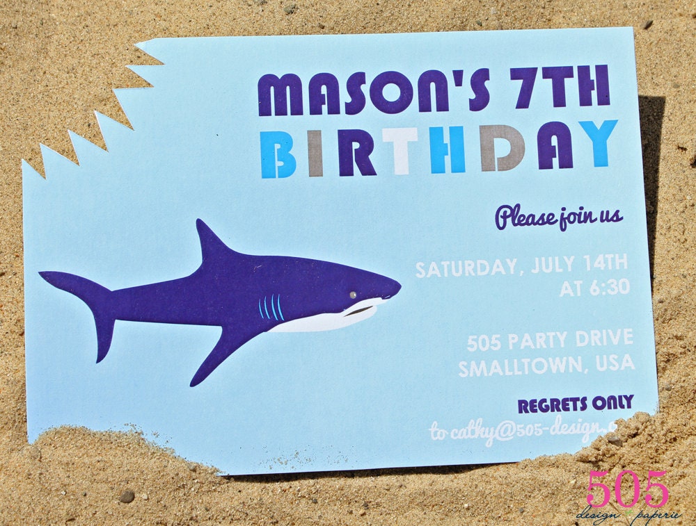 Shark Birthday Party Invitation - Printable Invitation by 505 Design Paperie