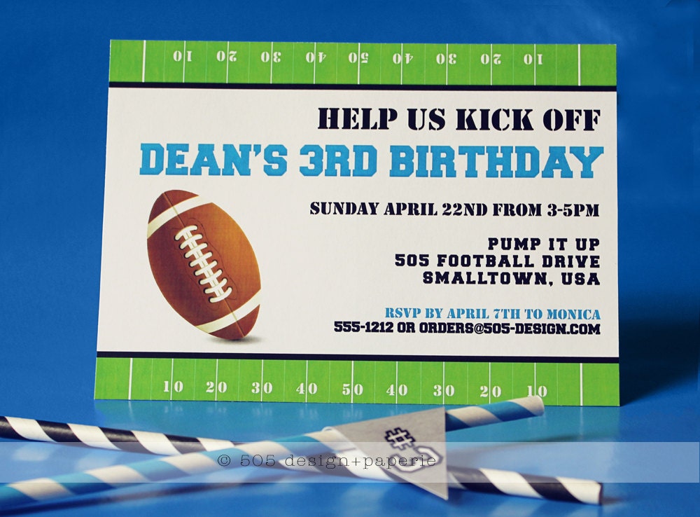 Printable Football Invitation Customized with your Teams Colors by 505 Design Paperie