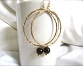Metallic Gold and Agate Hoop Earrings