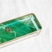 Stained Glass Box Teal Green Baroque 2x6 w/ two Gold-plated Apple Blossom Flower Hand-crafted OOAK