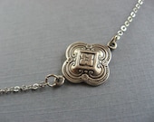 Antique Silver Clover Necklace, Vintage Style Necklace, Delicate, minimal, casual, everyday