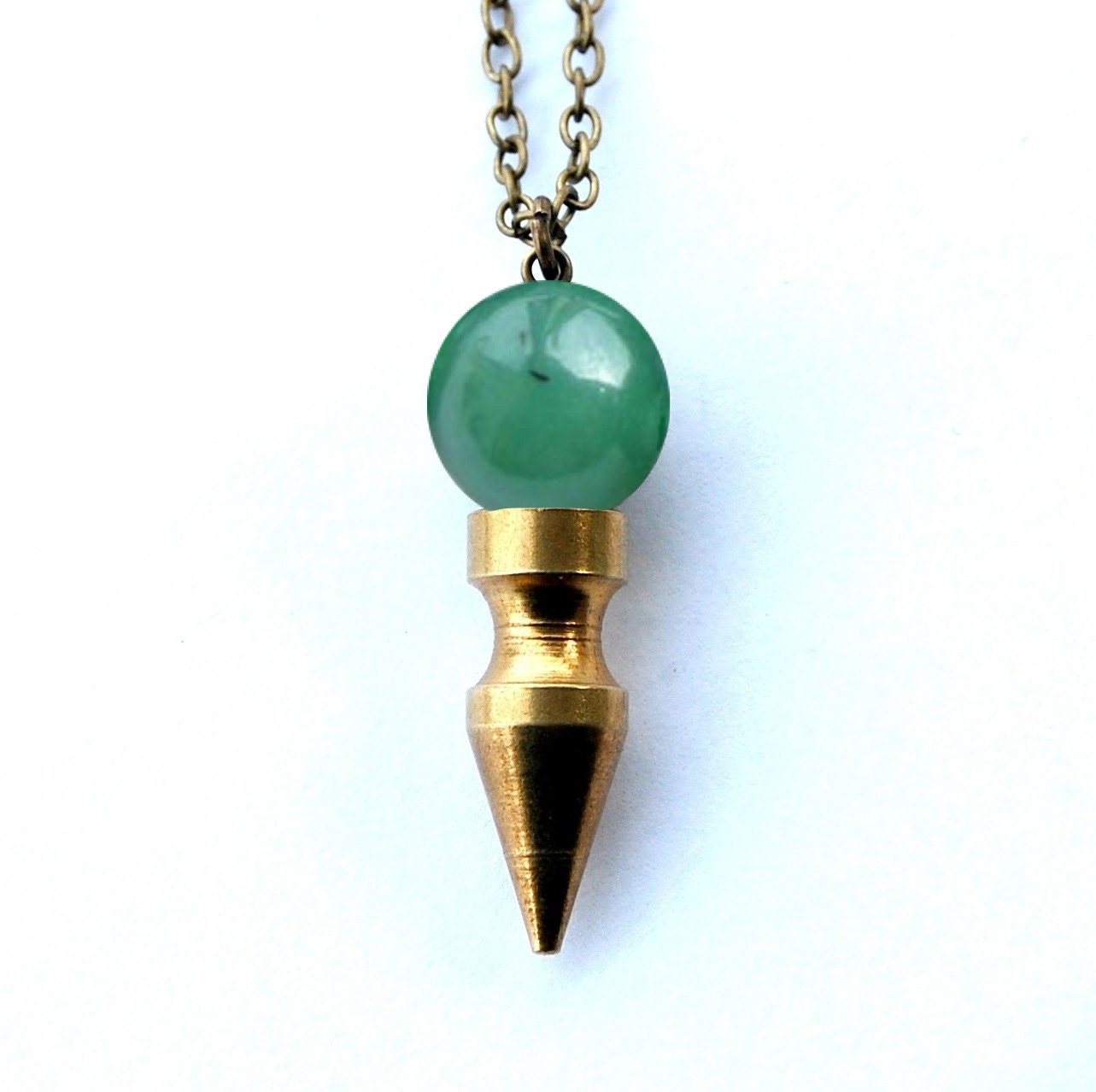 JADE green aventurine crystal ball spike necklace
