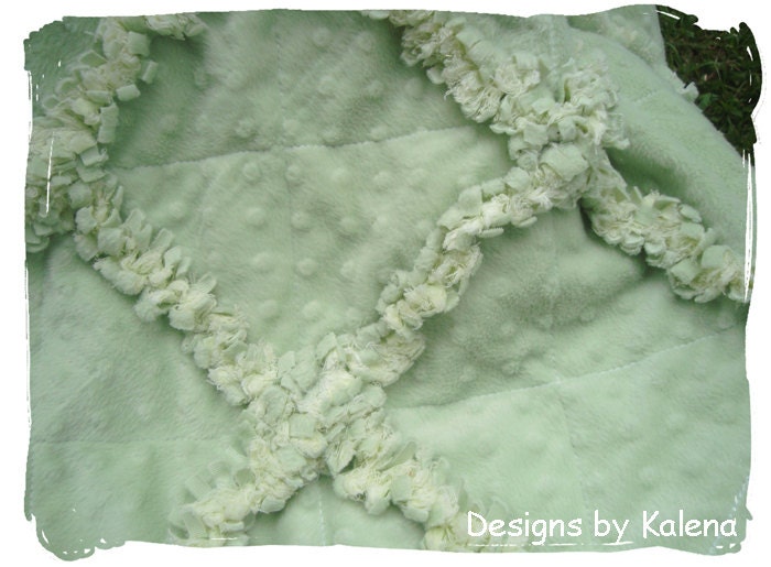 Minky Chenille Rag Quilt - Sage Green - Toddler, Crib - Boy or Girl
