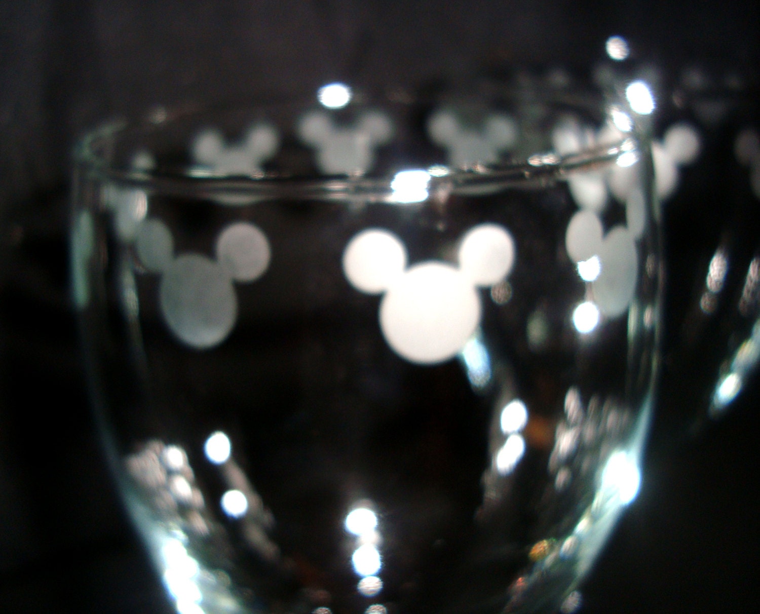 Mickey Mouse Etched Wine Glasses - Goblets - Icon Heads - Set of 2