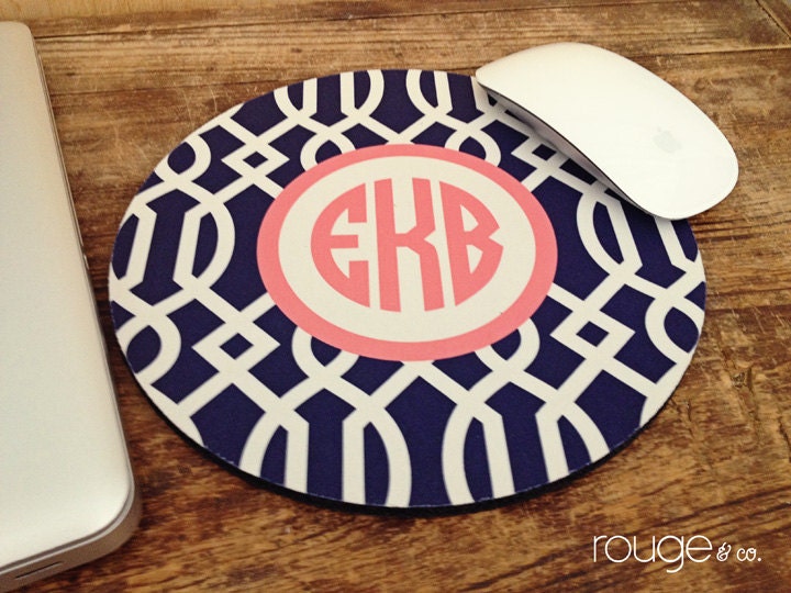 mousepad - trellis pattern with monogram