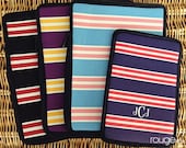 iPad or kindle sleeve - crew stripe with monogram