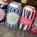 monogrammed drink koozie - choose one from 6 template options, customize name/initials only