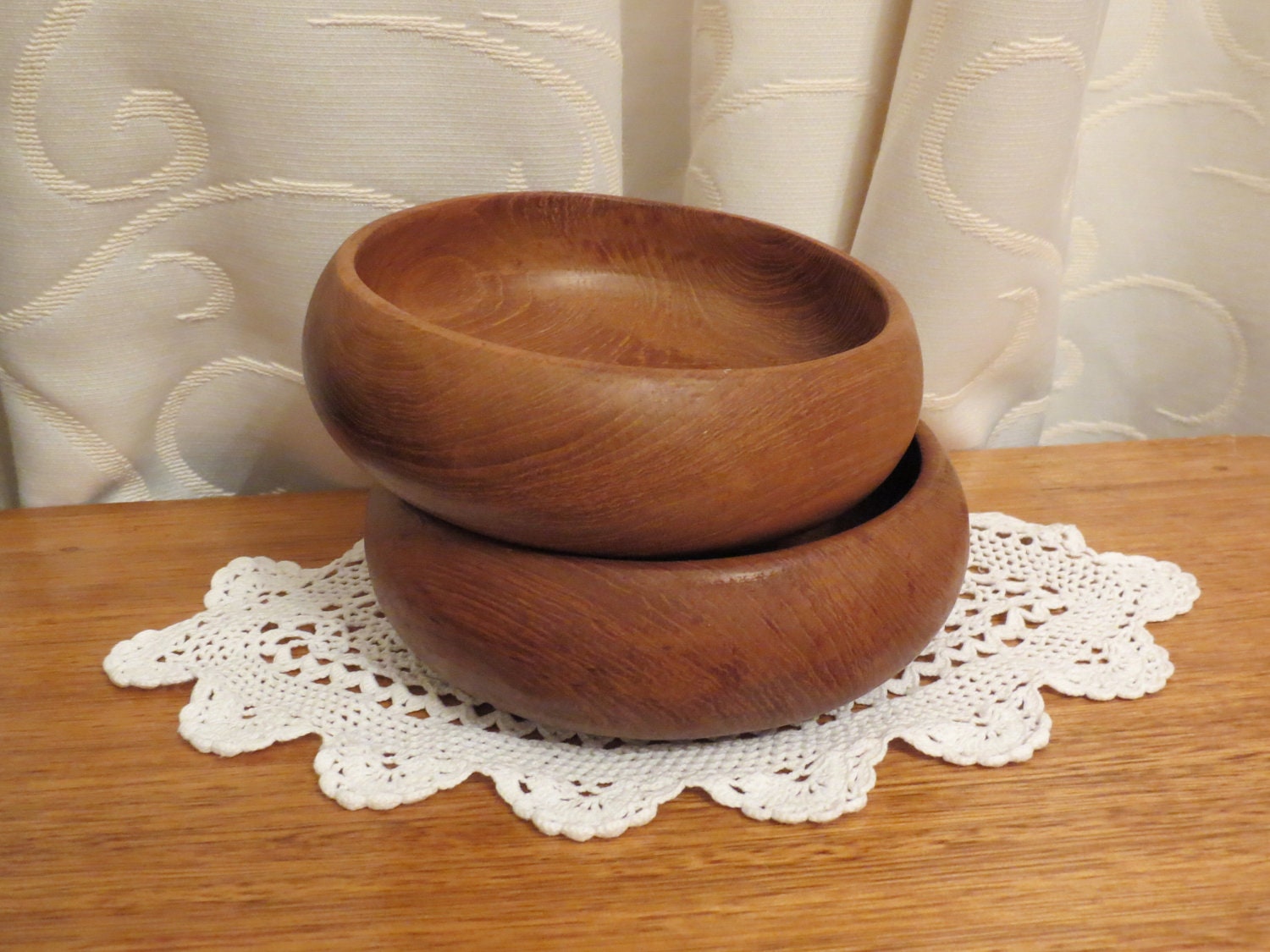 Vintage 1960s 1970s Teak Wooden Snack Bowls