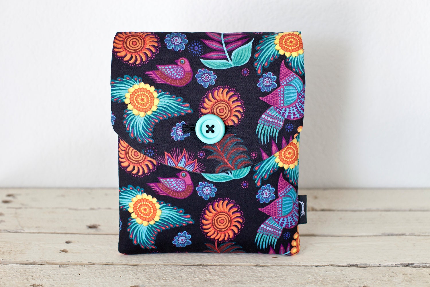 iPad  Mini Case, iPad Mini Sleeve, iPad Mini Cover - "Chiapas Birds" (purple, black, flowers, mexicana)
