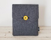 iPad  Mini Case, iPad Mini Sleeve, iPad Mini Cover - "Soul Sleeve" Padded with Pocket - Grey Eco Wool Yellow