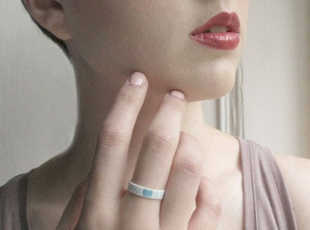 Cyber Monday - Turquoise Jewelry - Turquoise Dots & Rectangle Porcelain Ring - Size O - Size 7 1/2