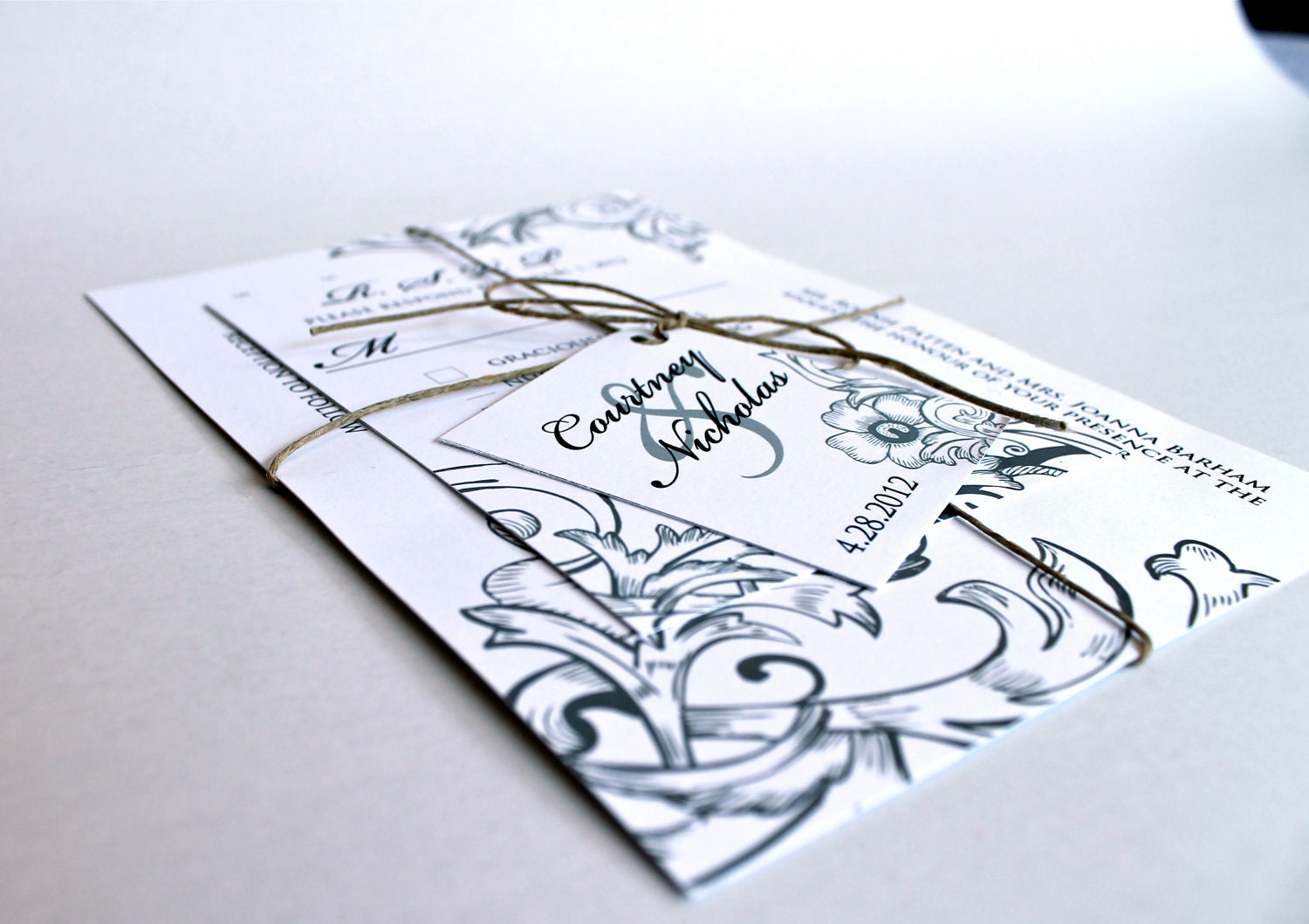 Elegant, Vintage, Rustic Wedding Invitation