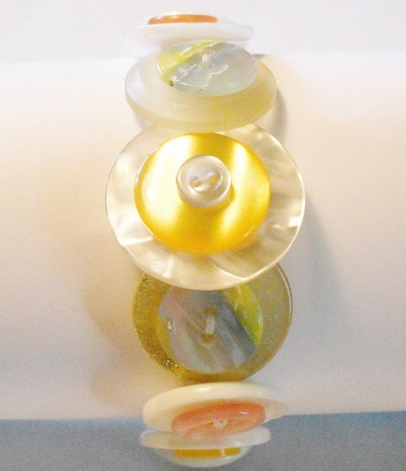 Yellow and White Button Bracelet