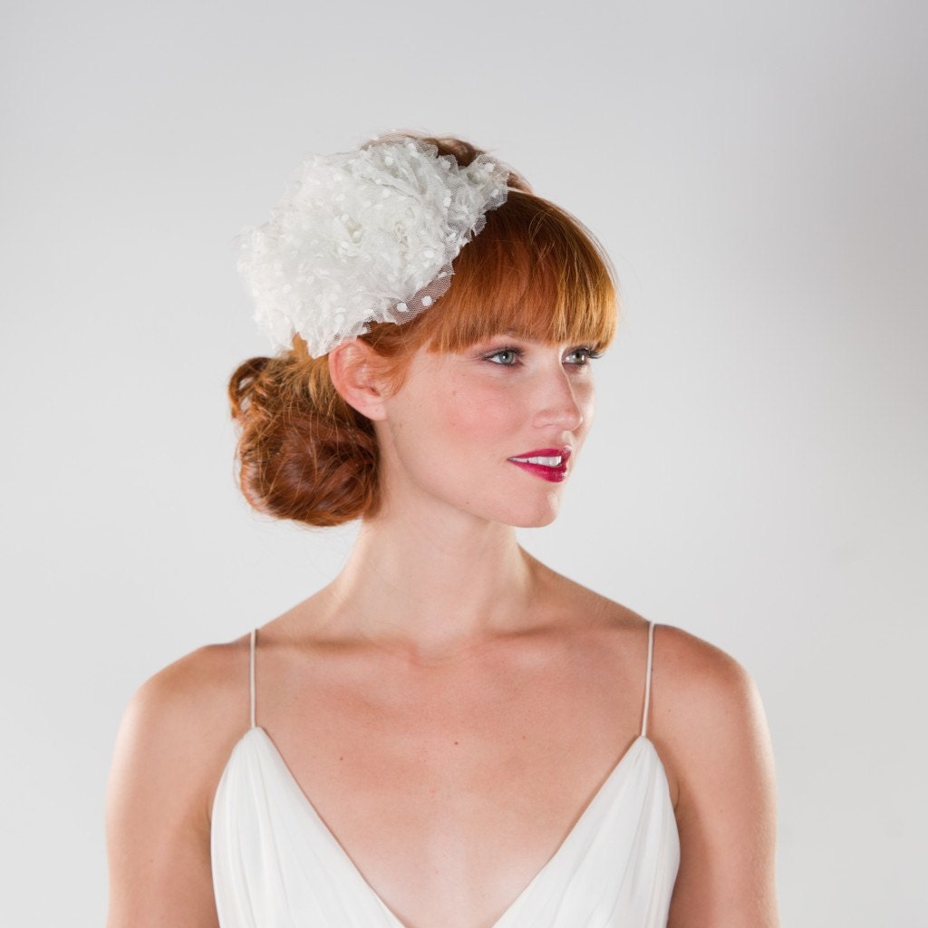 Ivory Swiss Triple Flower Halo Bridal Wreath