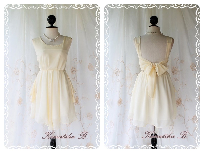 A Party - Prom Party Cocktail Bridesmaid Dinner Wedding Night Dress Soft French Cream Vanilla Pale Yellow Classy Sexy Party Dress
