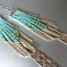 Long Turquoise Gold Snake Leather Fringe Earrings