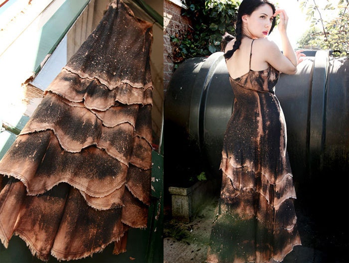 Steampunk Zombie Post Apocalyptic Neo Victorian Asymmetrical Tribal Dress