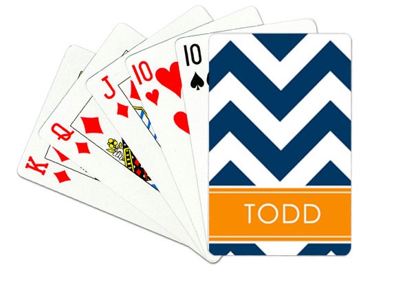 Personalized Playing Cards with Monogram- Chevron- Groomsmen Gift