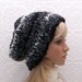 Handmade slouch hat - black gray white slouchy beanie - crochet accessories Fall Fashion Autumn Fashion Winter Fashion Sandy Coastal Designs